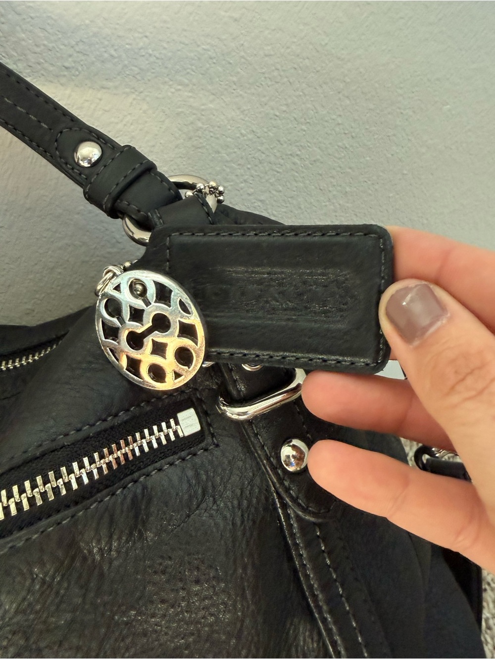 Coach Black Leather Satchel with Silver Hardware - Picture 2 of 9